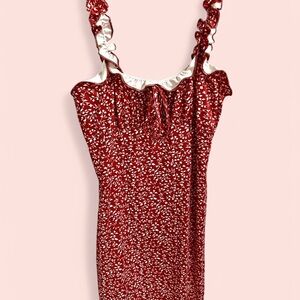 Red and White Floral Dress